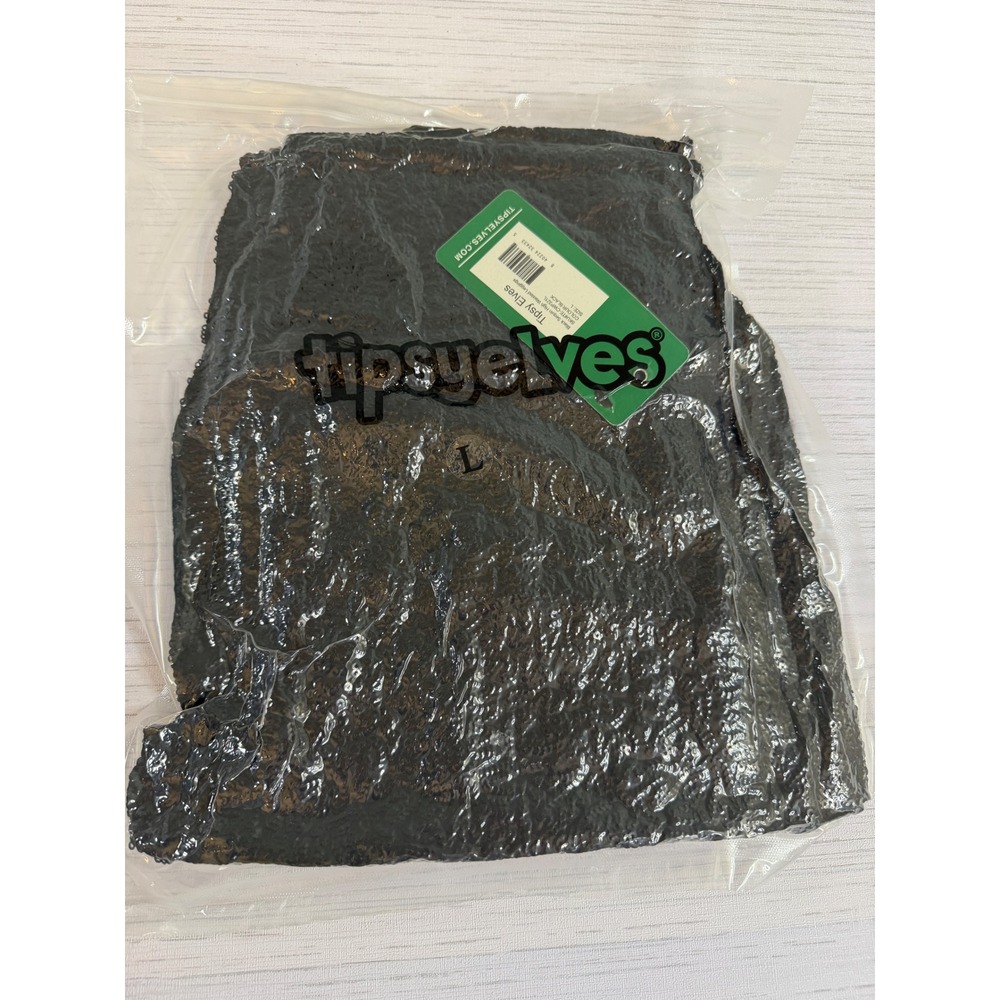 Tipsy Elves Women's Large Black Sequin High Waisted Leggings Pants Party NWT - Picture 2 of 4